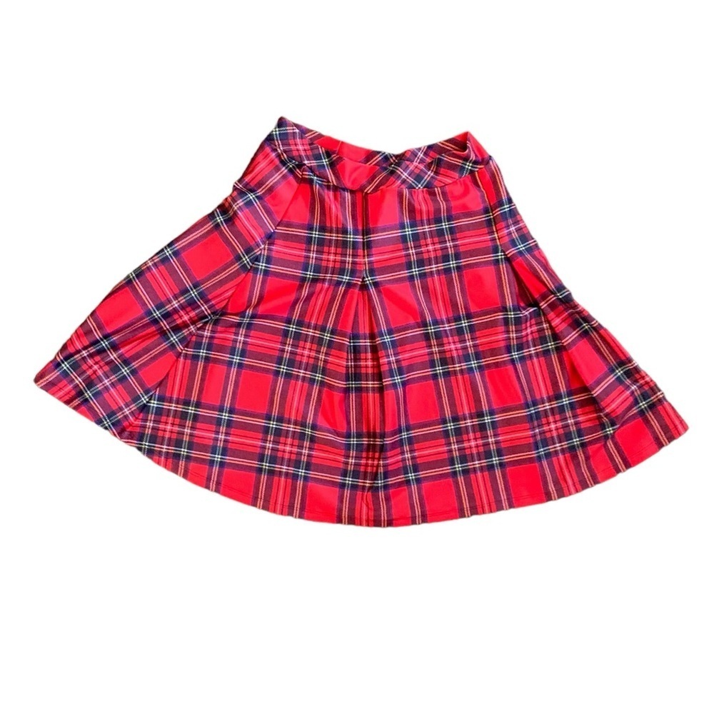 Blackmilk small mini tartan plaid red and black high waisted pleated skirt